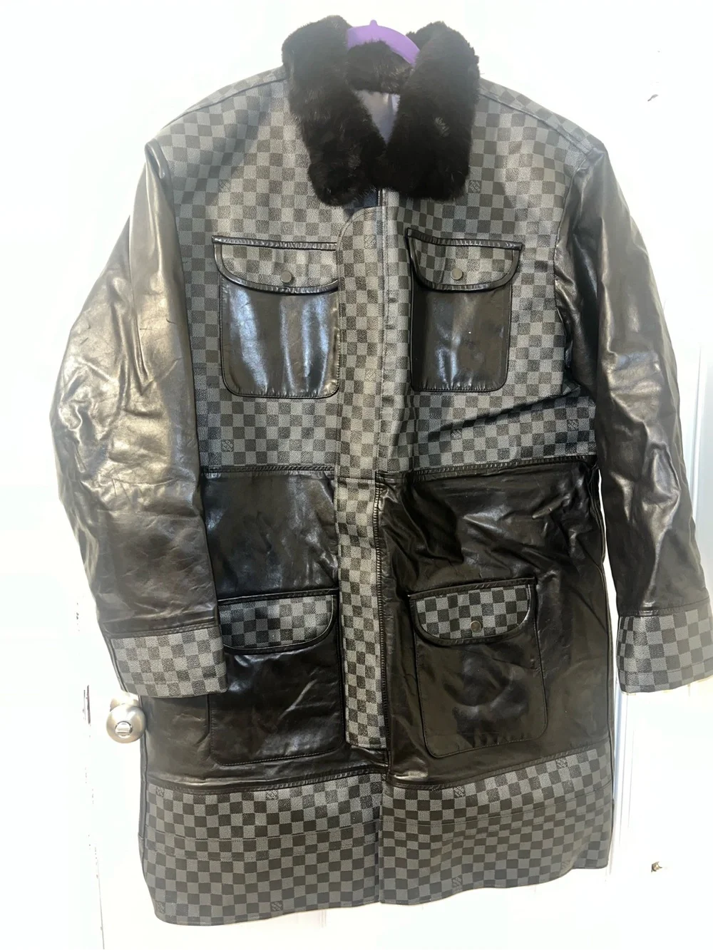 Men's Dark Black Custom Louis Vuitton Trench Coat